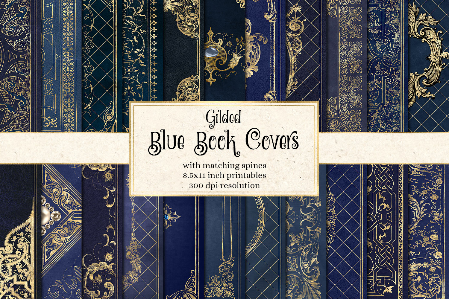 Gilded Blue Book Covers Textures Creative Market