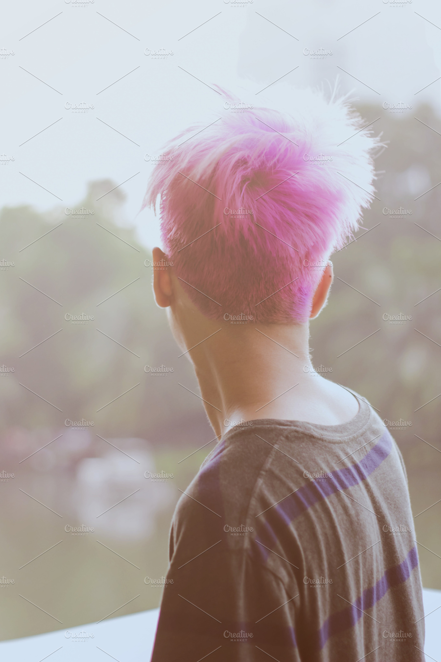 Pink hair boy | High-Quality People Images ~ Creative Market