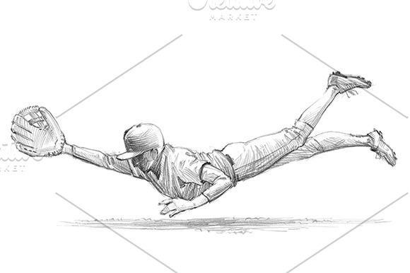 Sports Series Sketchy Pencil Drawing Baseball Stock Illustration 281297639