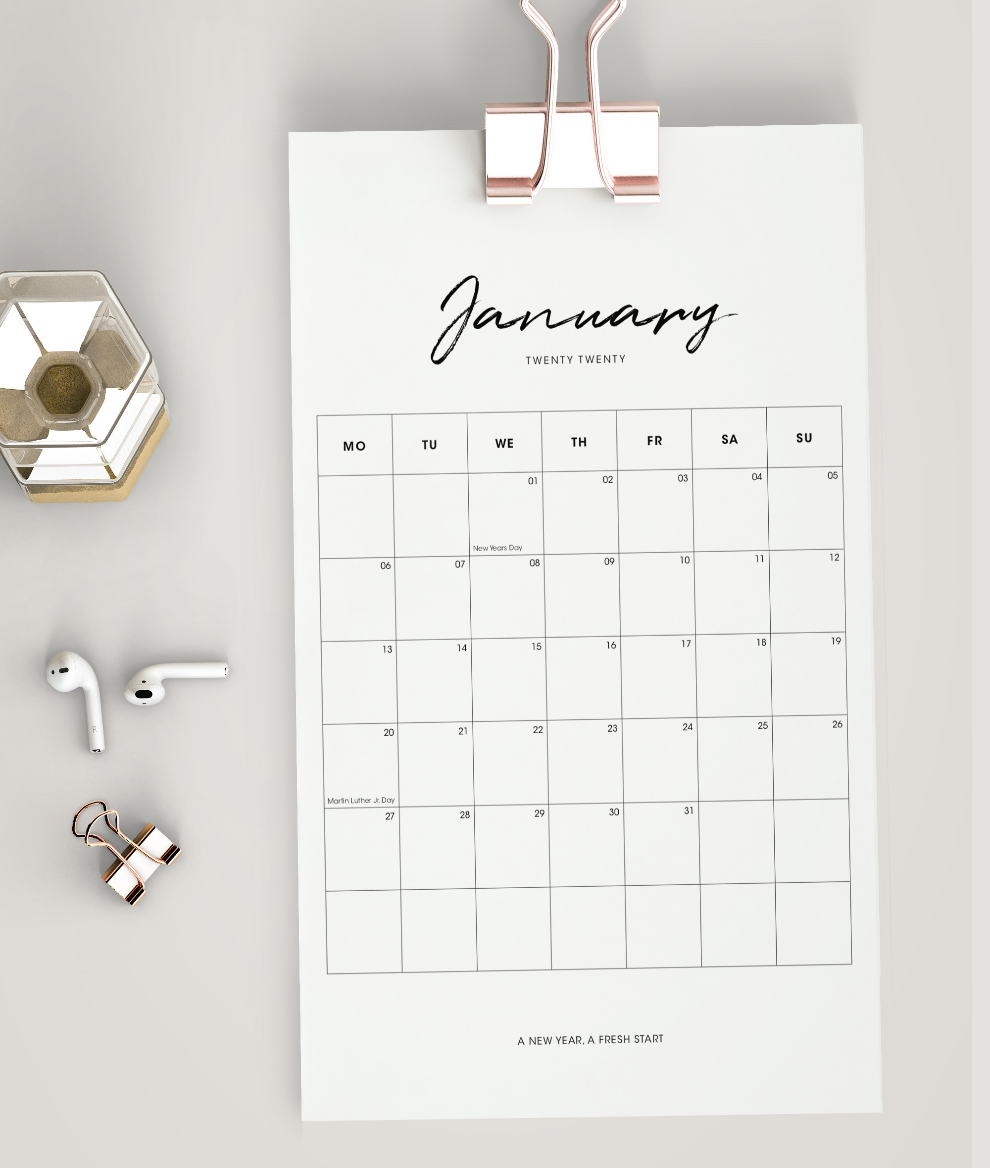 2020 Printable Calendar | Stationery Templates ~ Creative Market