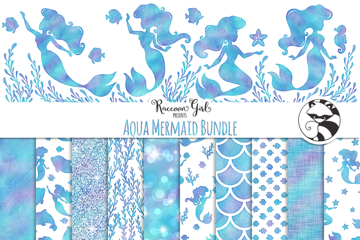 Download Aqua Mermaid Bundle Set | Pre-Designed Photoshop Graphics ...