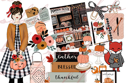 Digital Thanksgiving Scrapbook Embellishments Thanksgiving Elements  Scrapbook Stickers November Clipart Autumn Digital Elements Printable by  GoneDigital Design