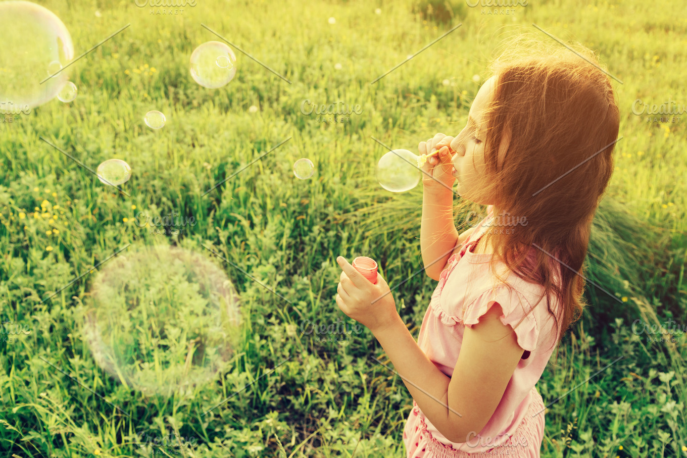 Girl in summer field | People Images ~ Creative Market