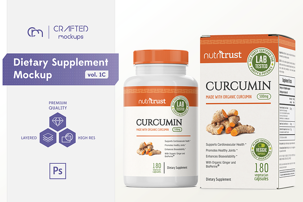 Dietary Supplement Mockup v. 1A Plus | Creative Photoshop Templates