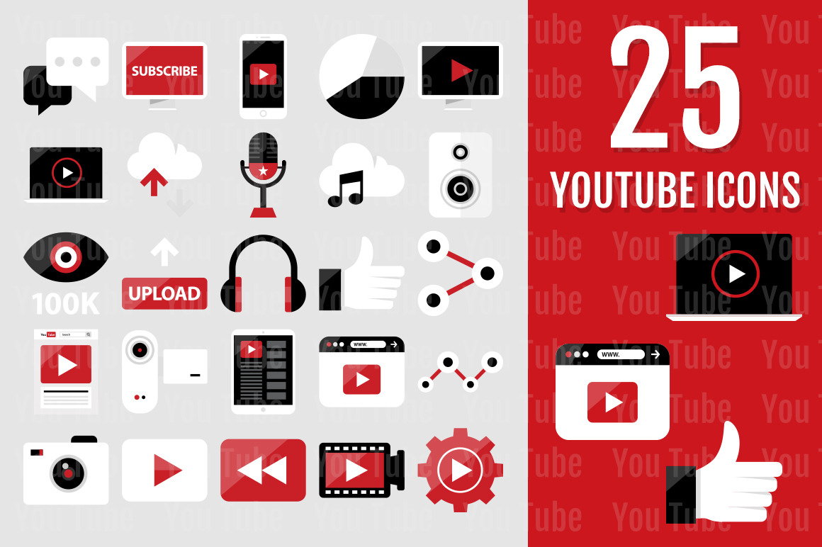 25 YouTube Icons | Icons ~ Creative Market