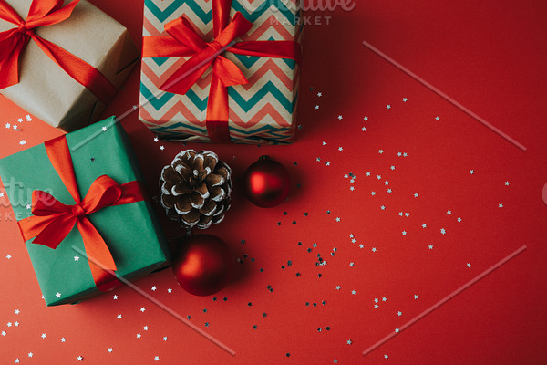 Christmas background with presents a containing christmas, background, and | High-Quality