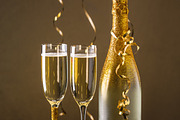 Champagne Bottle And Champagne Glass In Holiday Setting Stock Photo,  Picture and Royalty Free Image. Image 44184515.