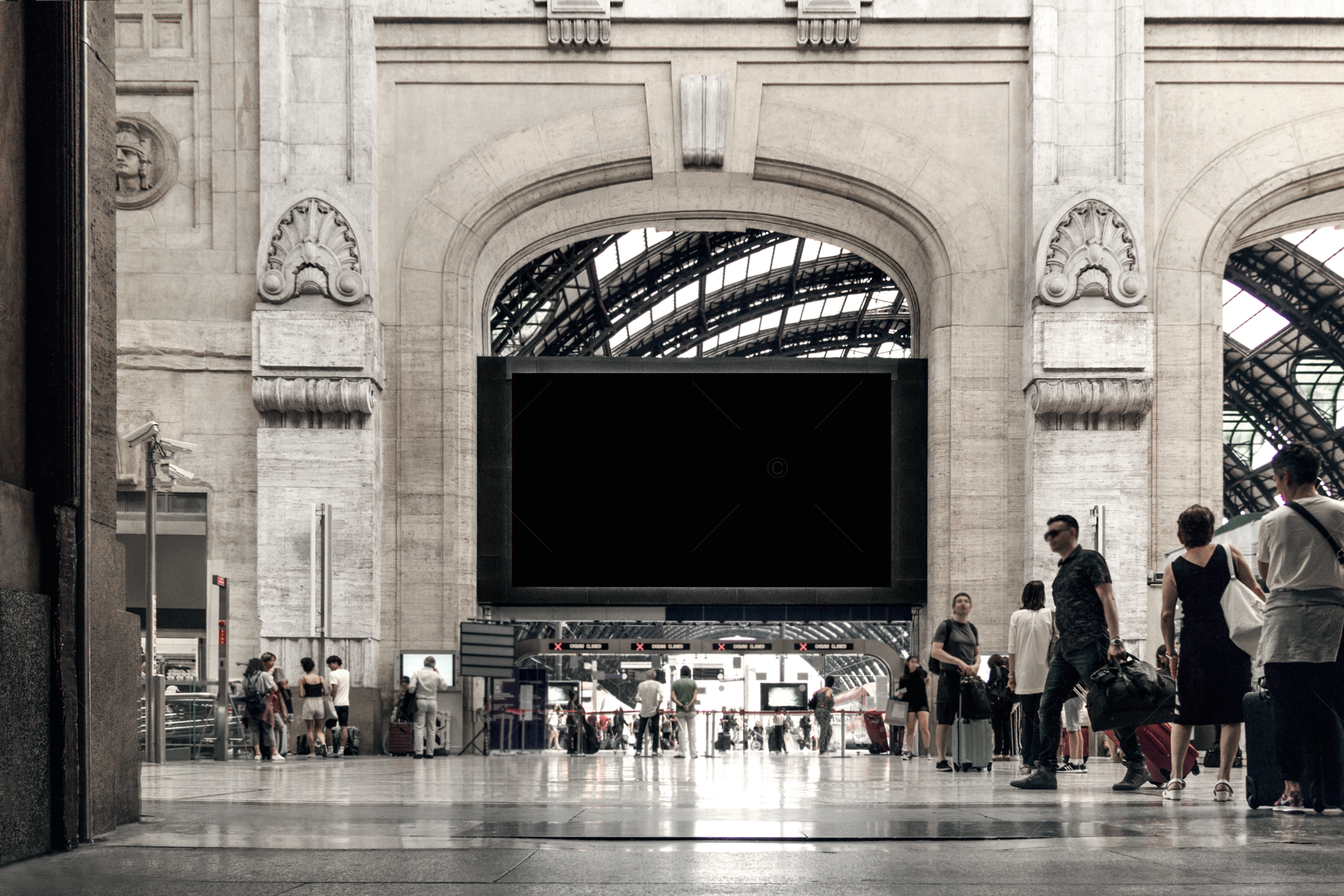 Train Station Screen Monitor Mock Up Print Templates ~ Creative Market 