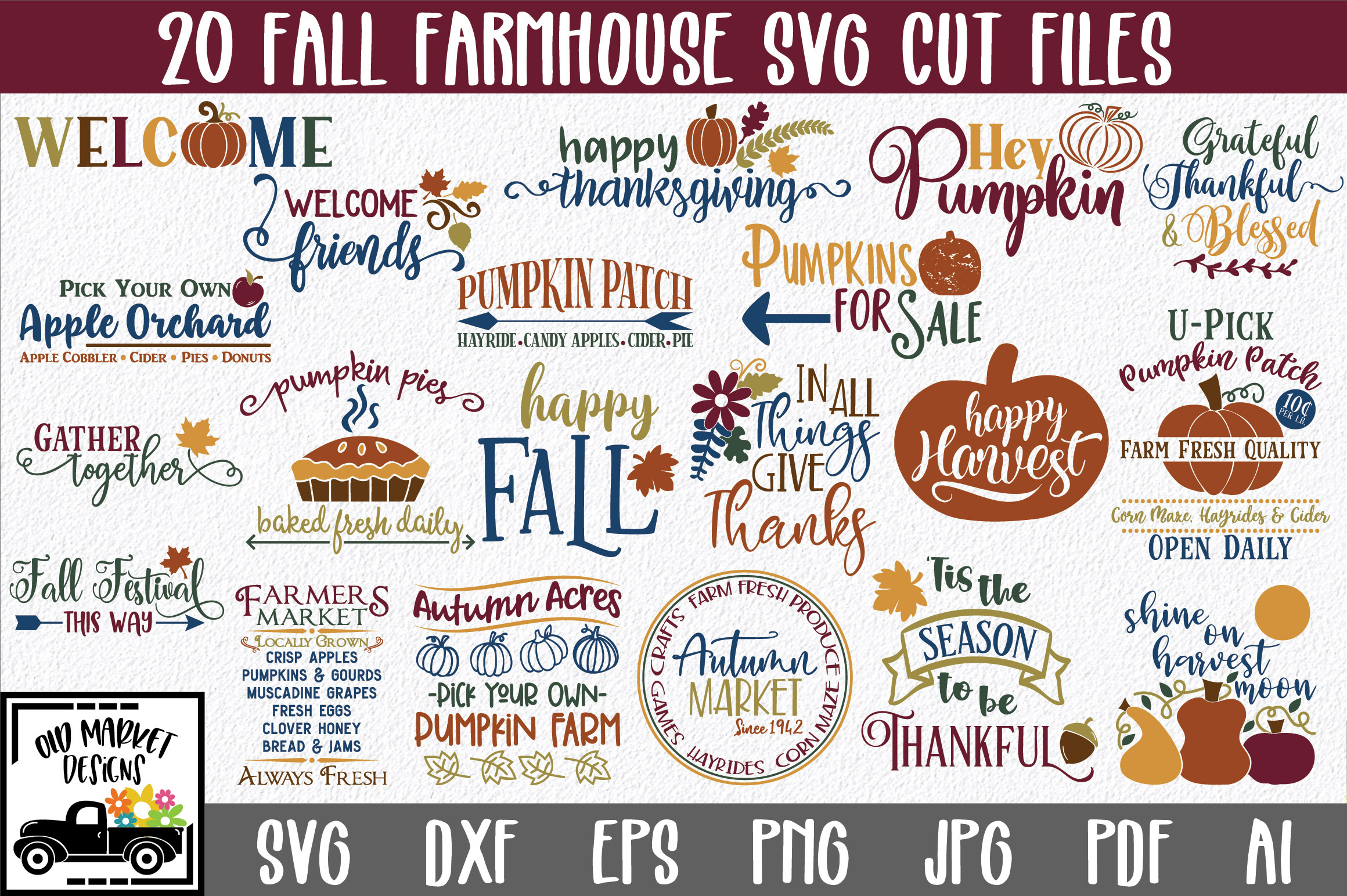 Farmhouse Fall Svg Bundle Pre Designed Photoshop Graphics Creative Market