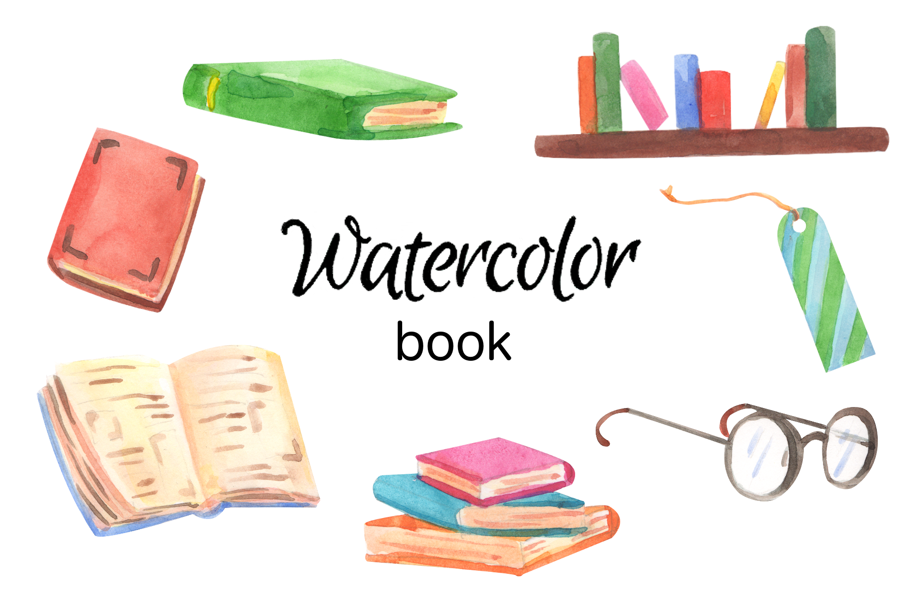 Watercolor Books Clipart