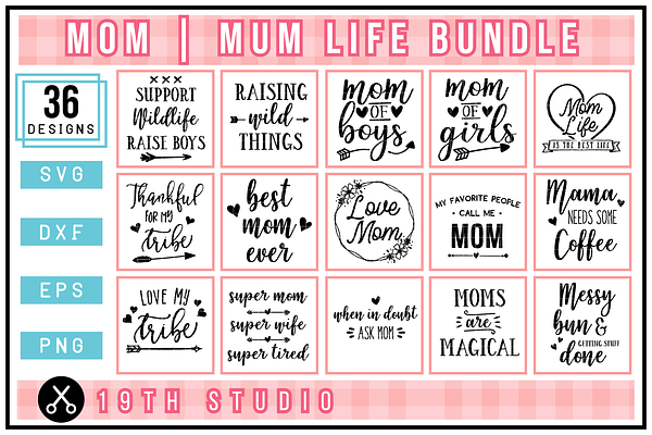 Mom Mum Svg Bundle Mb23 Pre Designed Photoshop Graphics Creative Market