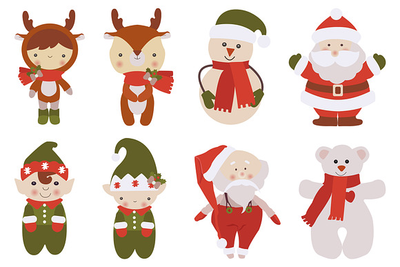 Set of christmas characters 1406367 Vector Art at Vecteezy