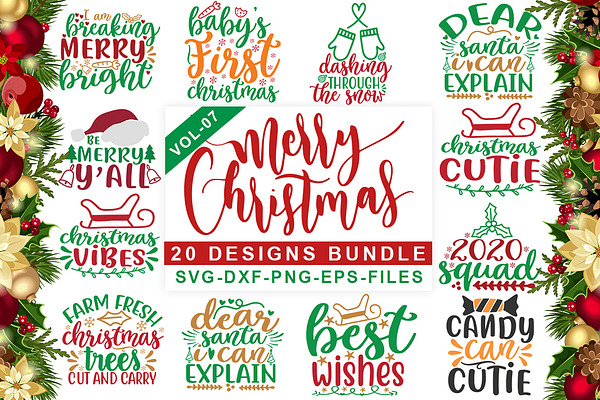 20 Christmas Svg Design Bundle Pre Designed Illustrator Graphics Creative Market