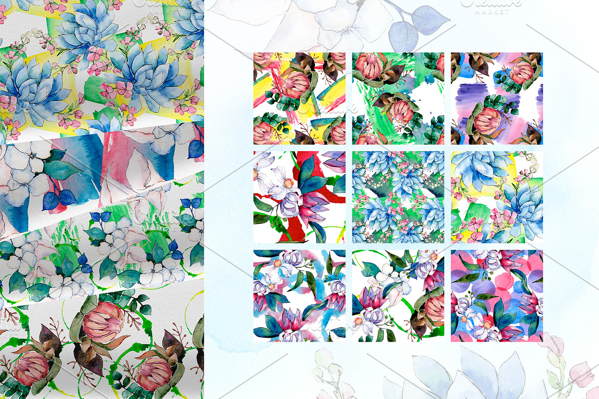 Bouquet of flowers bloom watercolor | Pre-Designed Photoshop Graphics