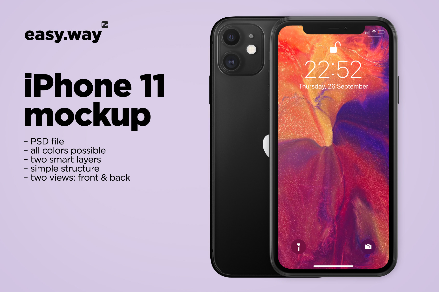 Iphone 11 Mockup Back And Front In Flat Style PNG Images, Mobile