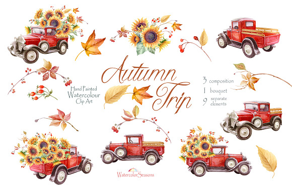 Sunflower Truck Clipart  Vintage Truck Clipart - Inspire Uplift