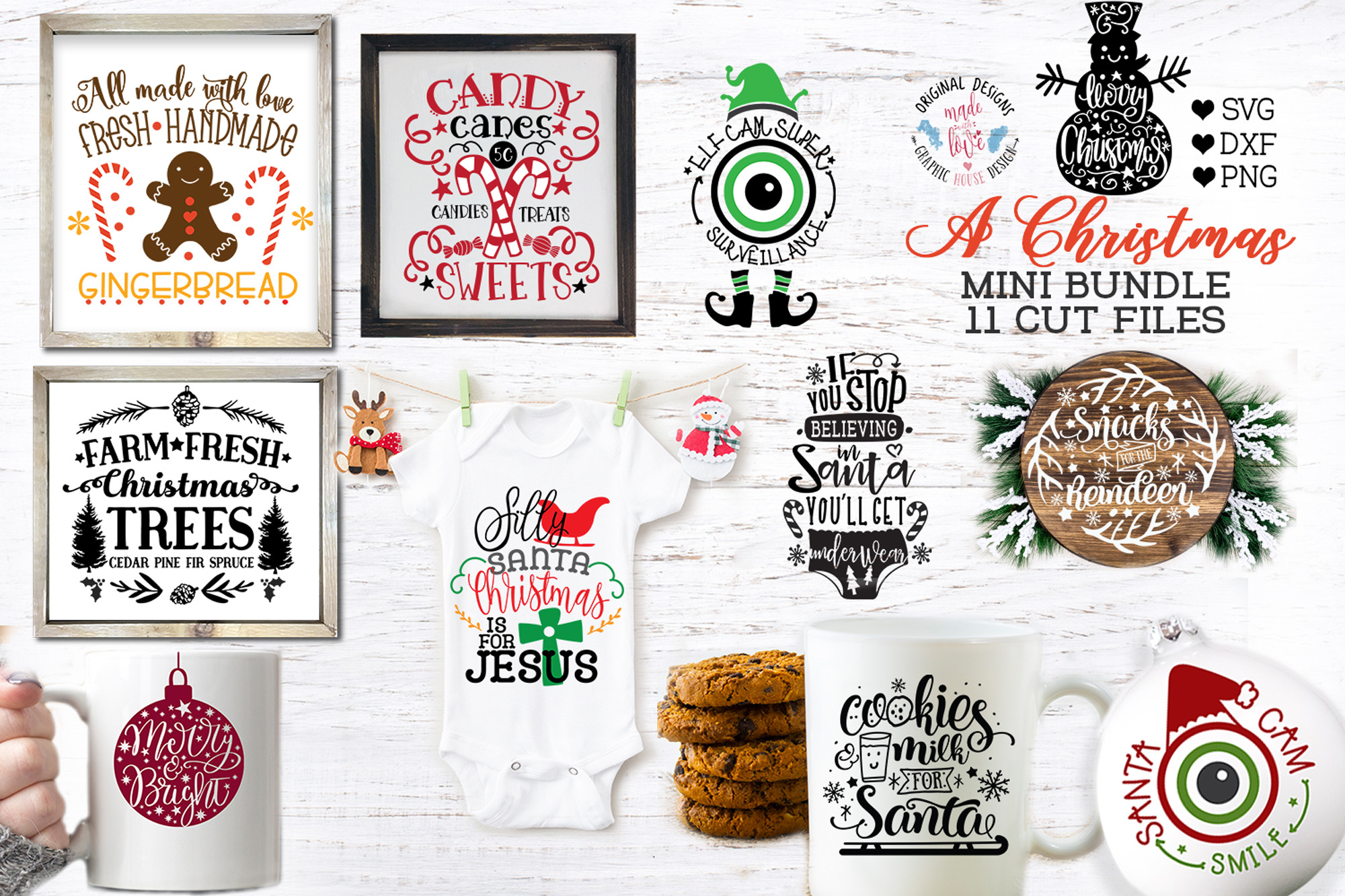 Christmas Cut Files Bundle Pre Designed Photoshop Graphics Creative Market