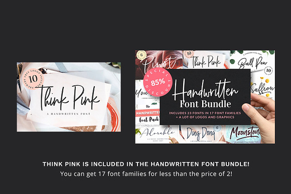 Think Pink Handwritten Font Logos Stunning Script Fonts Creative Market