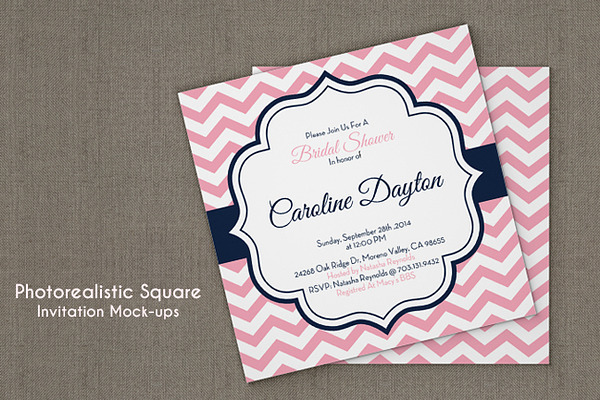 Download Square Invitation Card Mockup | Creative Photoshop Templates ~ Creative Market