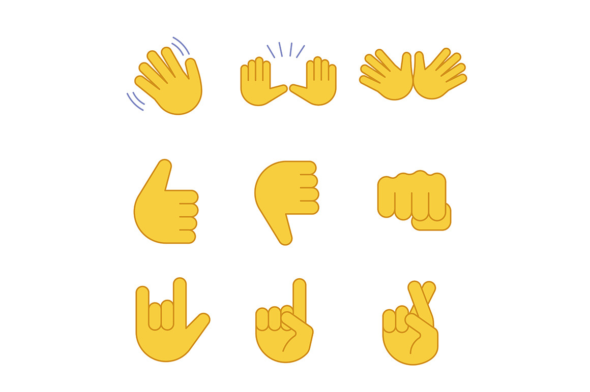 Hand gesture emojis color icons set | Emoji Icons ~ Creative Market