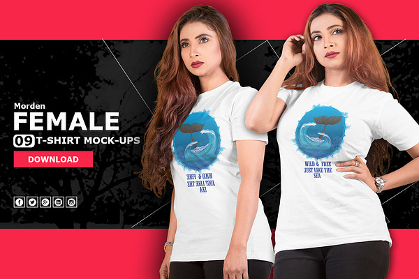 Female T Shirt Mockup V 2 002 Creative Photoshop Templates Creative Market