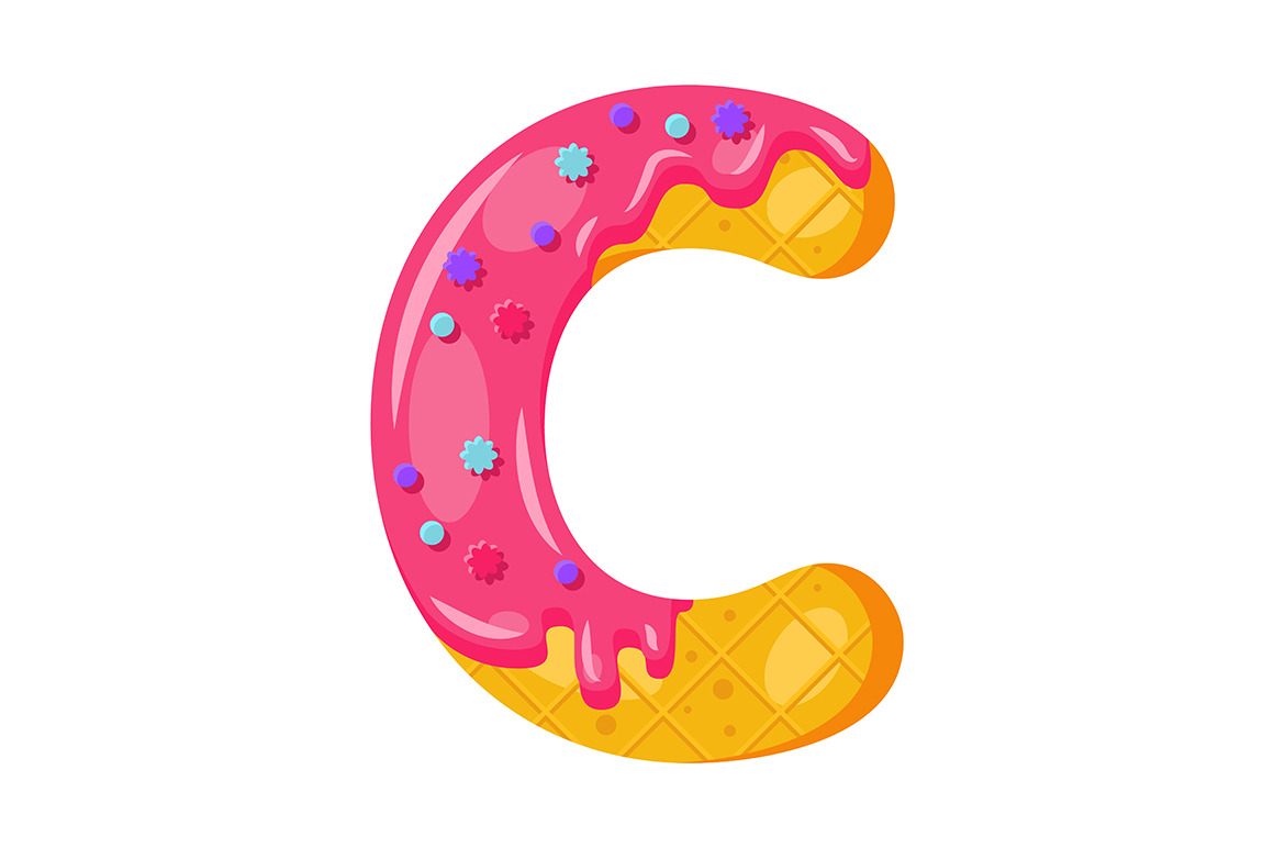 Donut cartoon C letter illustration | Unique Illustrator Add-Ons