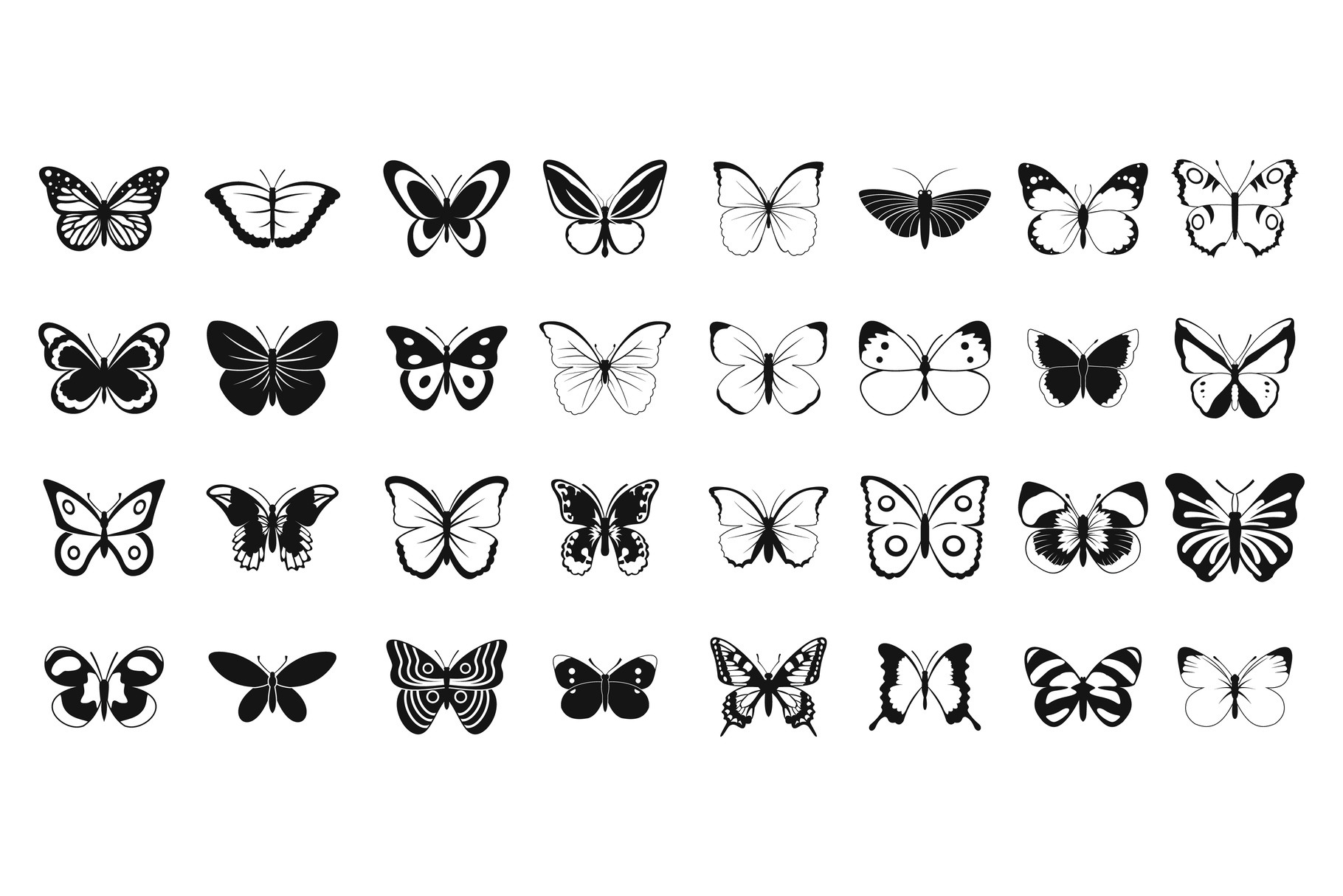 Butterfly Icon Set Simple Style Pre Designed Illustrator Graphics Creative Market