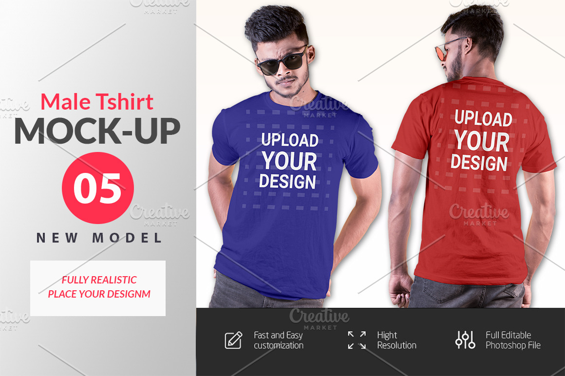 Male t-shirt Mockup-V-2-002 | Shirt Mockups ~ Creative Market