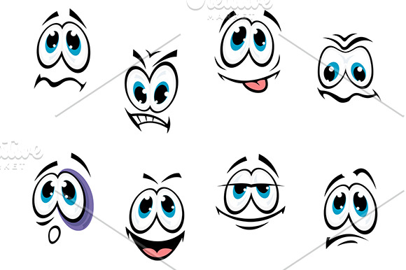 Comics faces set | Pre-Designed Illustrator Graphics ~ Creative Market