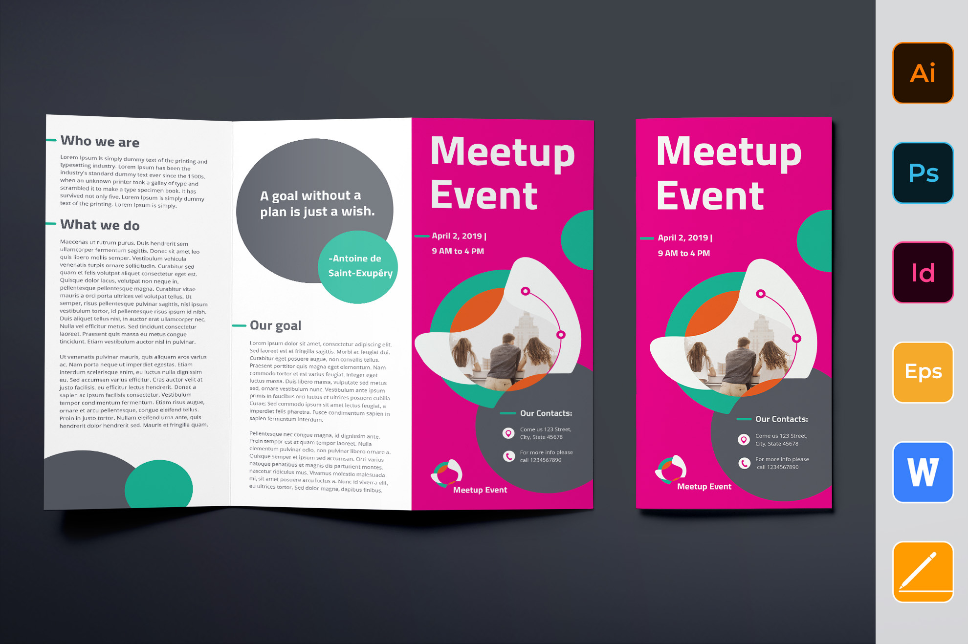 Trifold Brochure Meetup Event Brochure Templates Creative Market