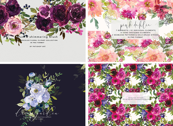 Download Watercolor Floral Bundle 85 Off Pre Designed Photoshop Graphics Creative Market