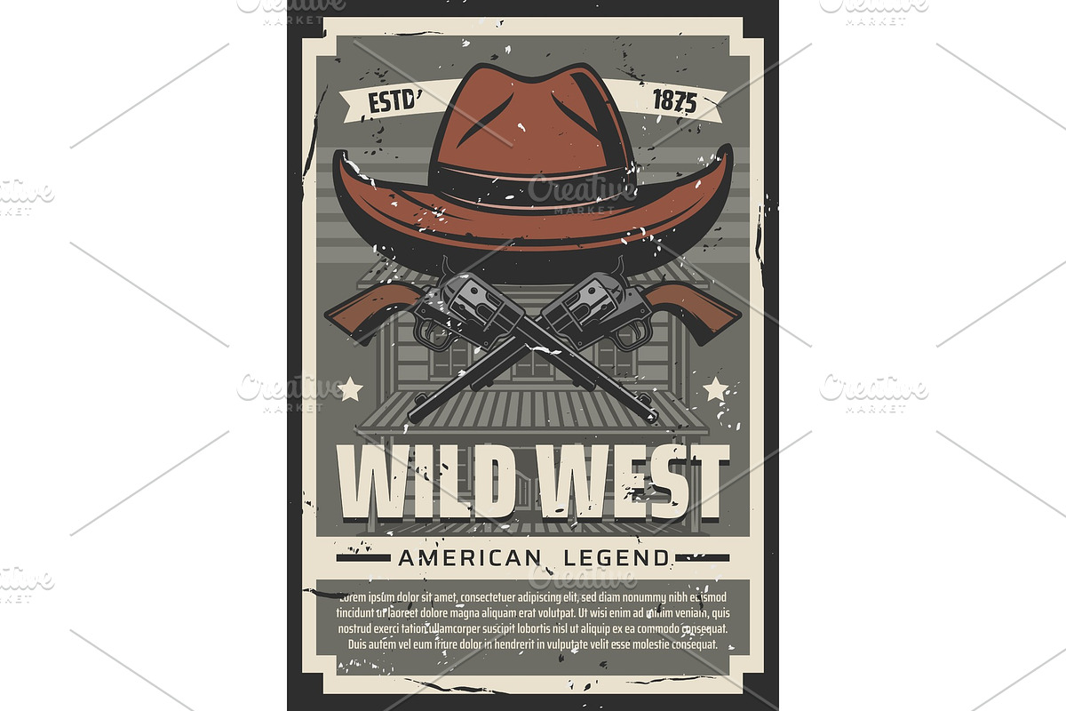 Wild West cowboy hat, Western | Pre-Designed Vector Graphics ~ Creative