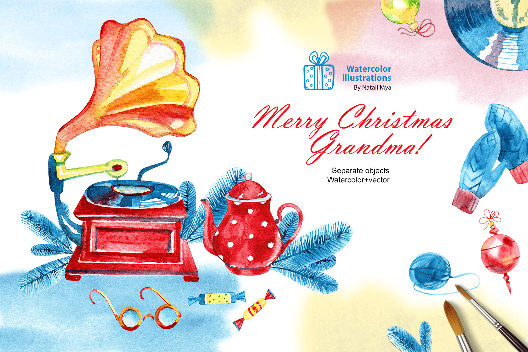 Merry Christmas Grandma! Xmas set | Photoshop Graphics ~ Creative Market