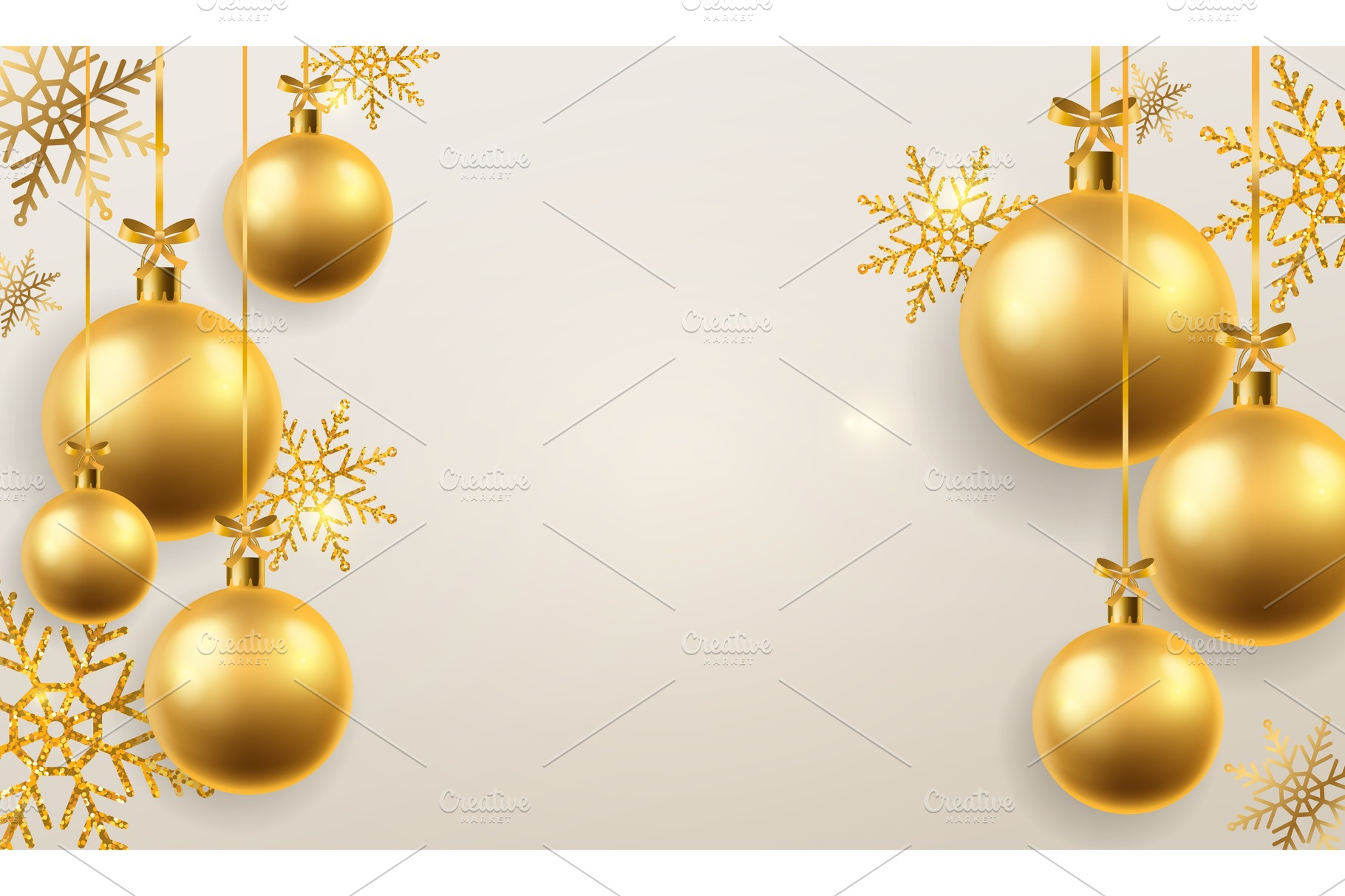 Christmas ball background. Golden | Vector Graphics ~ Creative Market