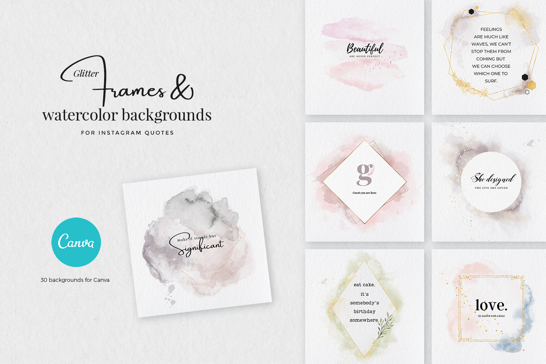 Frames & Background for Quotes | Social Media Templates ~ Creative Market