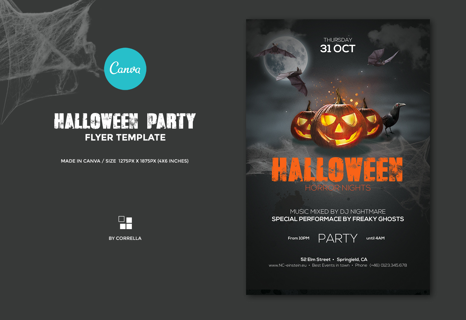 Halloween Party Flyer (Canva) | Flyer Templates ~ Creative Market