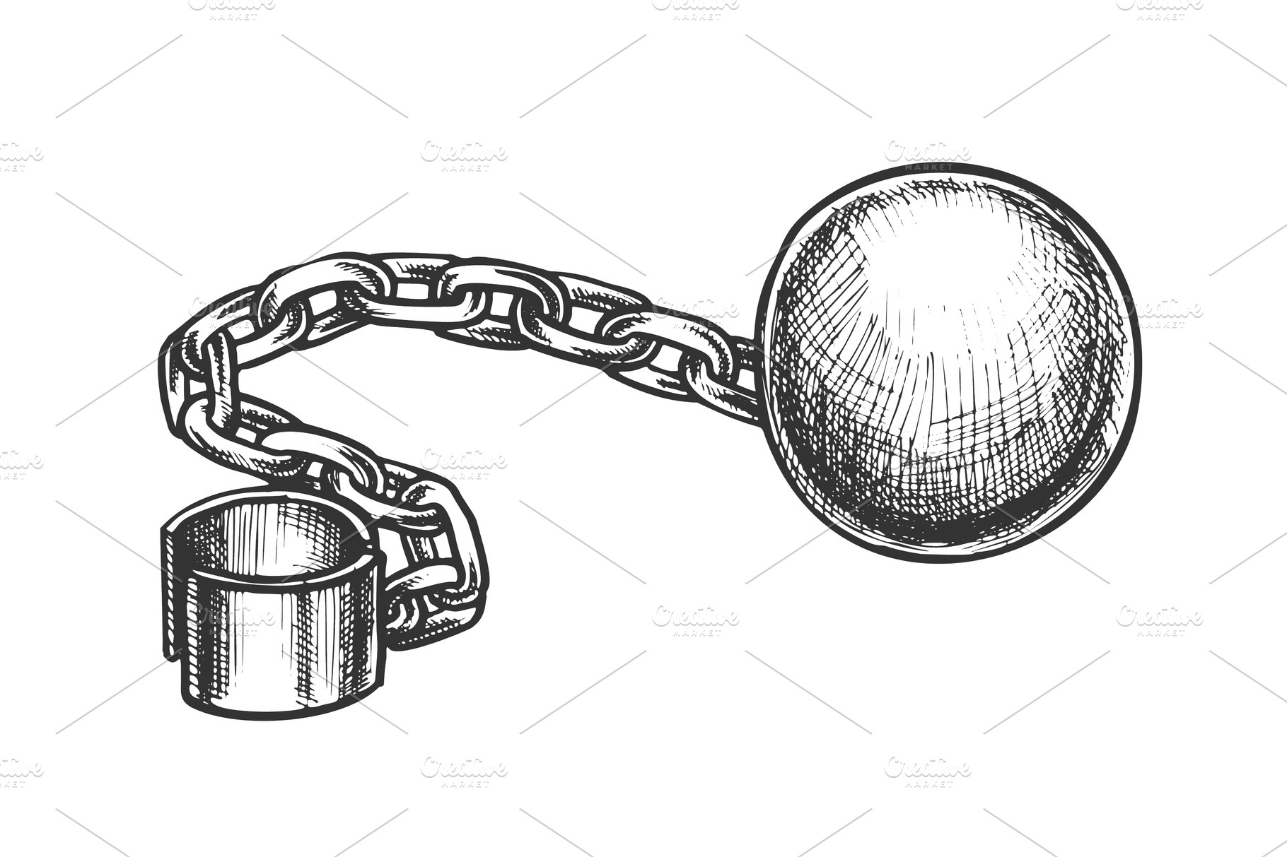 Ball And Chain Prisoner Accessory Object Illustrations Creative Market