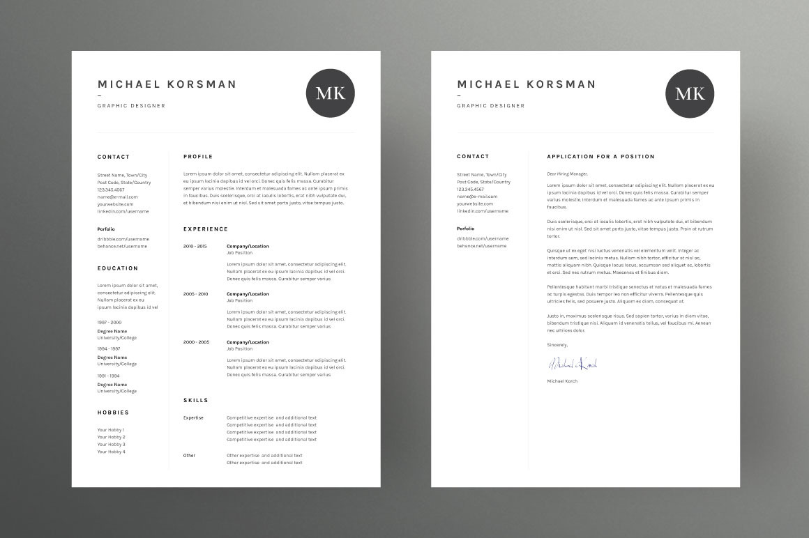 Michael Korsman - Resume/CV Template | Resume Templates ~ Creative Market