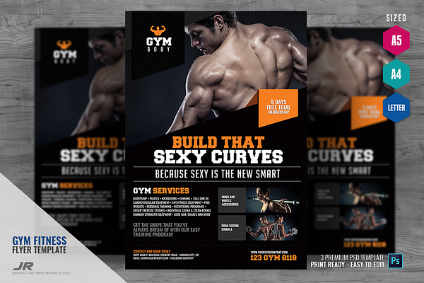 Gym Fitness Flyer Design Template Creative Photoshop Templates Creative Market