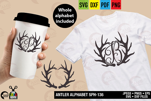 Download Antler Alphabet Deer Svg Sph 136 Pre Designed Photoshop Graphics Creative Market