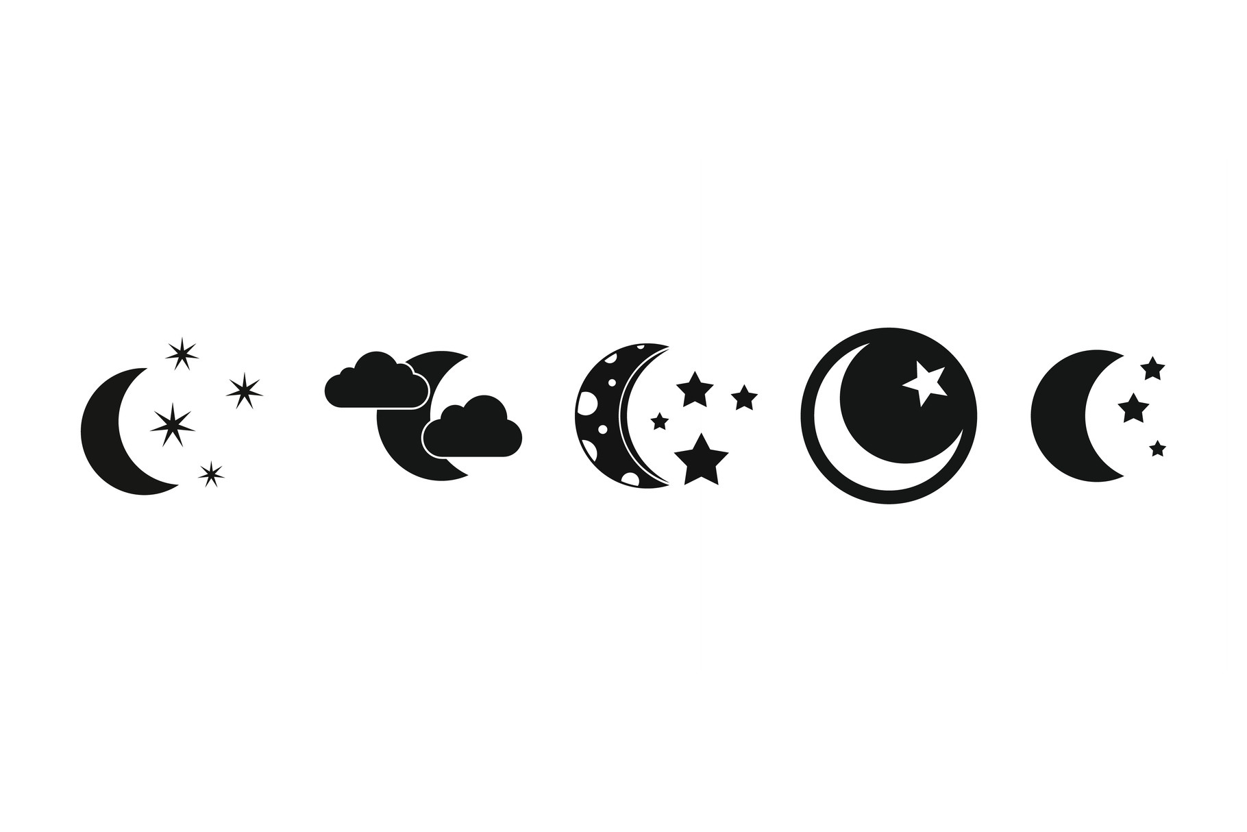 Moon Icon Set Simple Style Pre Designed Illustrator Graphics Creative Market