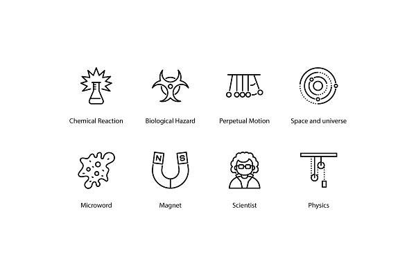 Science Related Thin Line Icons | Pre-Designed Illustrator Graphics ...