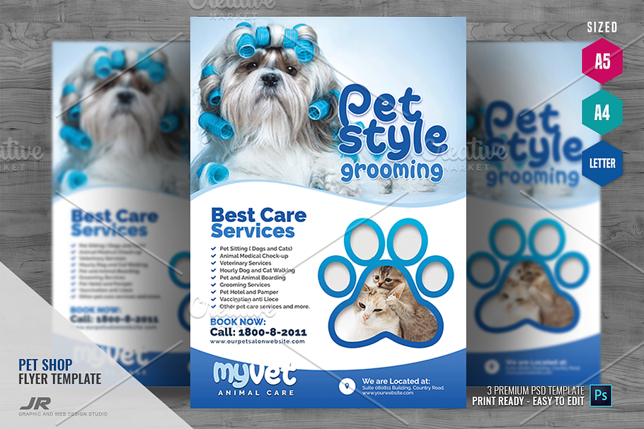 Pet Grooming Services Creative Photoshop Templates Creative Market