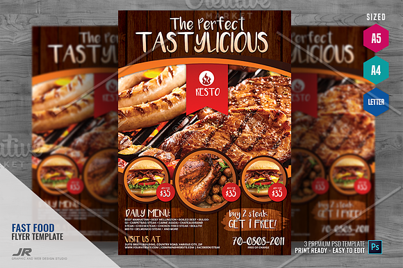 Restaurant Fast Food Flyer Creative Photoshop Templates Creative Market