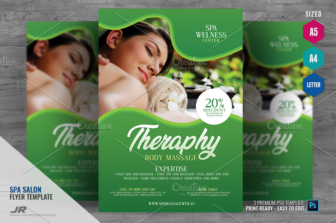 Massage And Spa Services Flyer Creative Photoshop Templates Creative Market