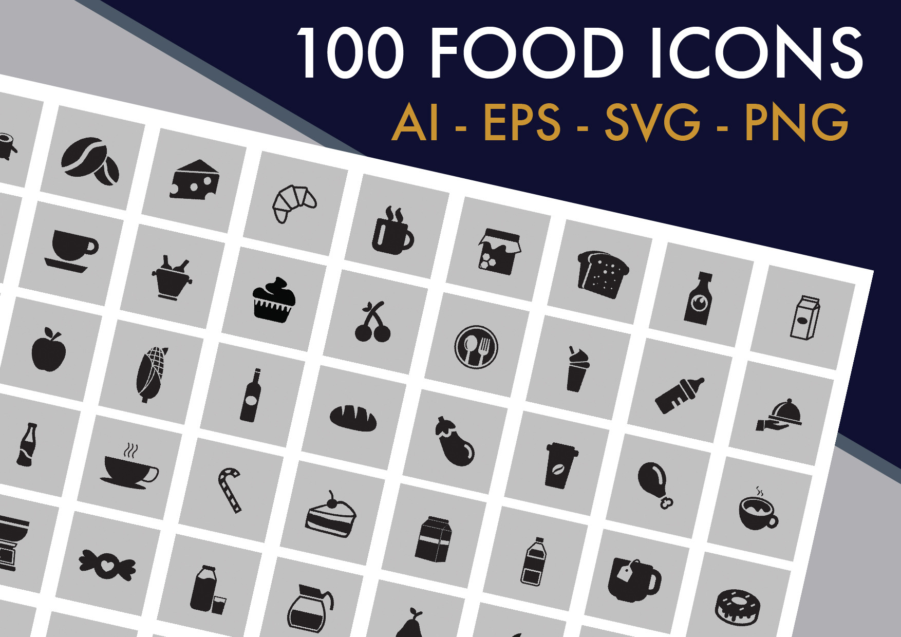 Download 100 Food Icons Bundle Pre Designed Photoshop Graphics Creative Market