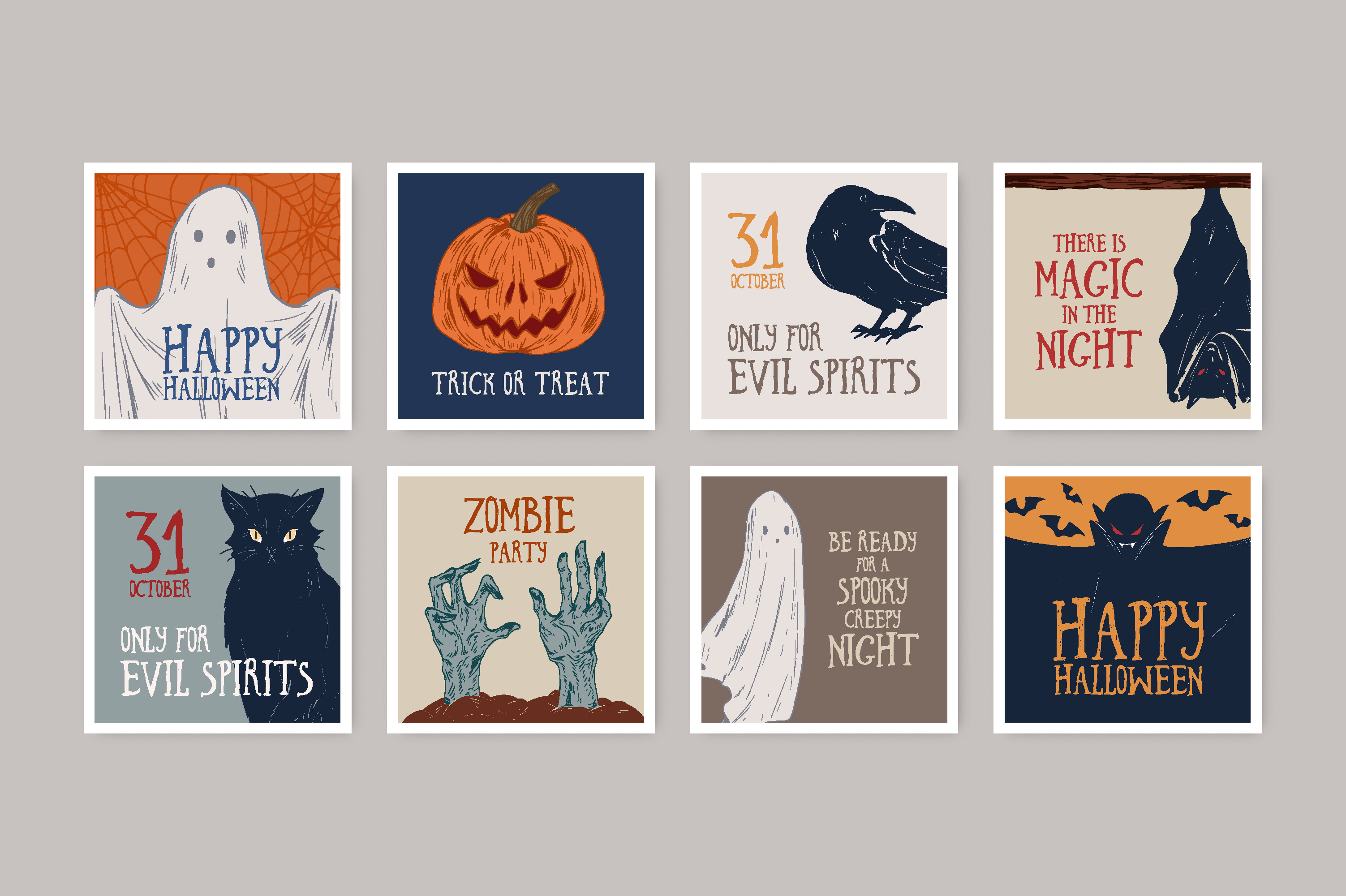 Halloween posters, cards, seamless