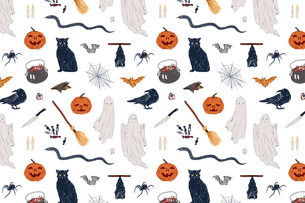 Halloween posters, cards, seamless | Pre-Designed Illustrator Graphics ...