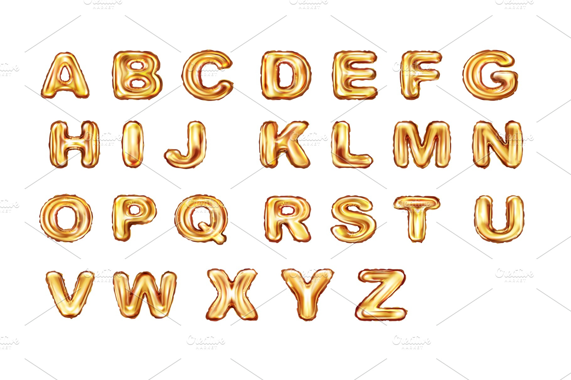 Alphabet golden balloons realistic | Graphic Objects ~ Creative Market