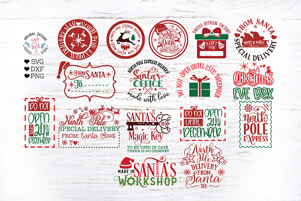 Download Santa Claus Stamps Santa Stamps Pre Designed Photoshop Graphics Creative Market 3D SVG Files Ideas | SVG, Paper Crafts, SVG File